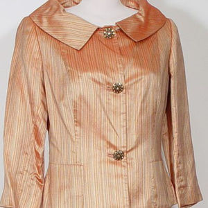 DANA BUCHMAN Orange Silk Skirt Suit Sz
